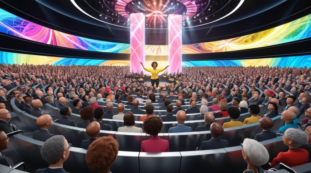 group of speakers at a conference